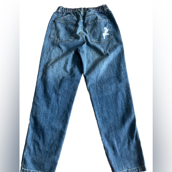 AERIE EASY DENIM Drawstring + Elastic Waist Distressed Jeans Women’s XS 28x28 - Picture 6 of 8